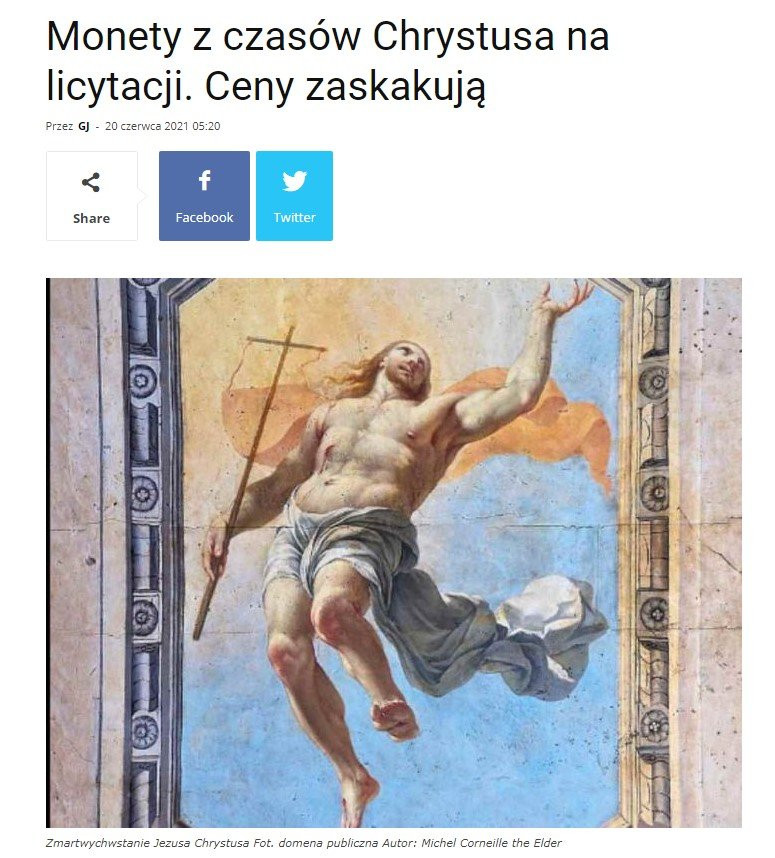 Monety z czasów Chrystusa na licytacji.